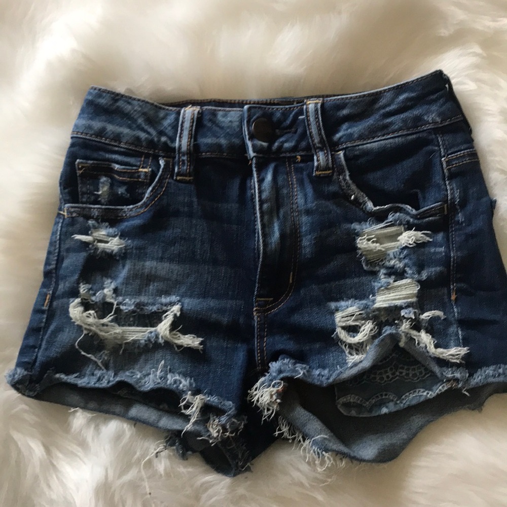 High rise ripped shorts